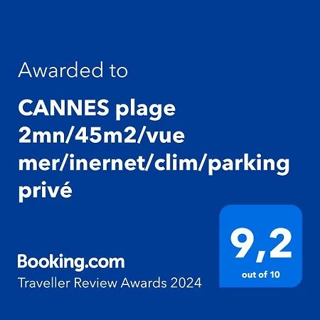 Cannes Plage 2Mn/45M2/Vue Mer/Inernet/Clim/Parking Prive Exterior photo